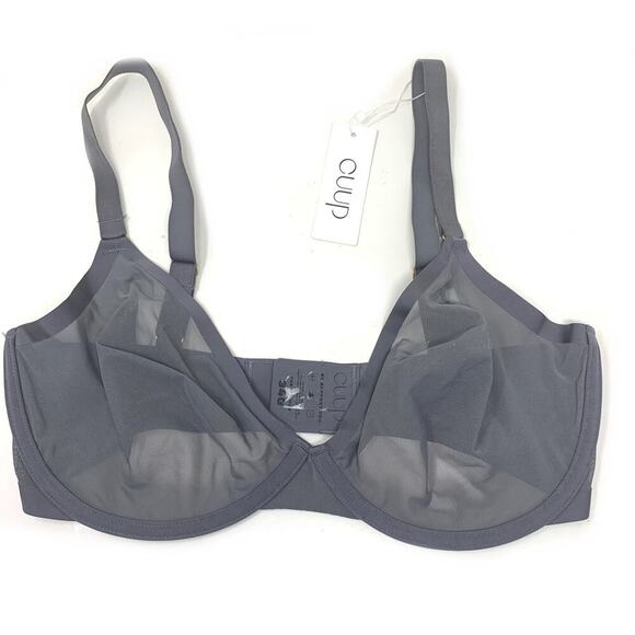 New Cuup The Plunge Gray Sheer Mesh Bra Underwire Sz 34G 34 G NWT - Picture 2 of 6